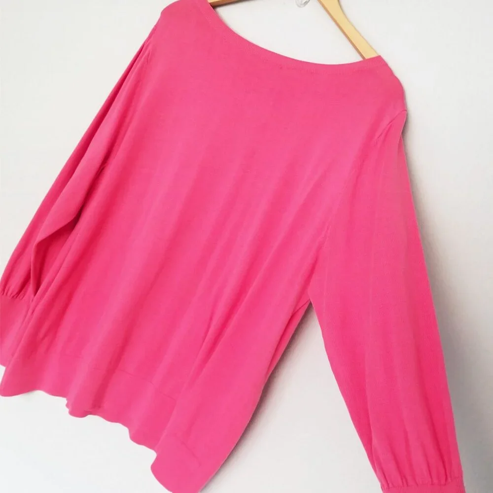 Chico’s Big Heart Pink Pullover Sweater Lightweight Jumper Plus Size XXL $90 - Picture 11 of 16